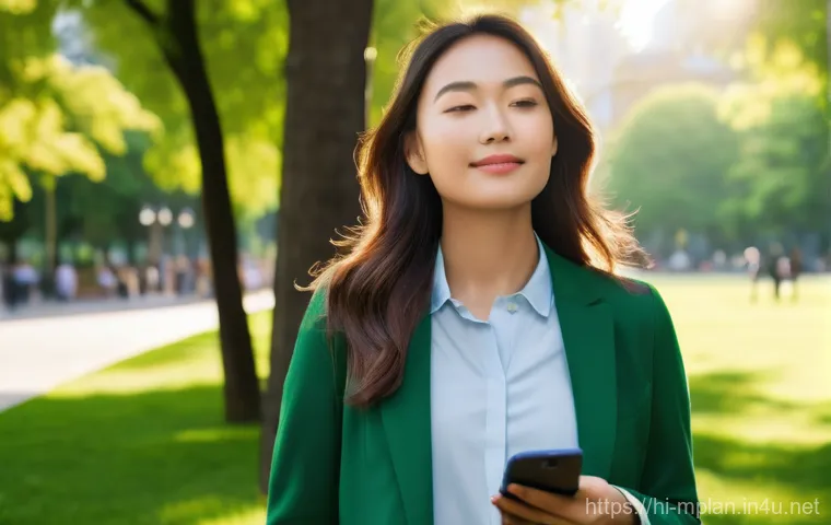 미디어 플래너의 업무 스트레스 관리 - **Prompt:** A young professional woman, wearing stylish but modest business casual attire, stands in...